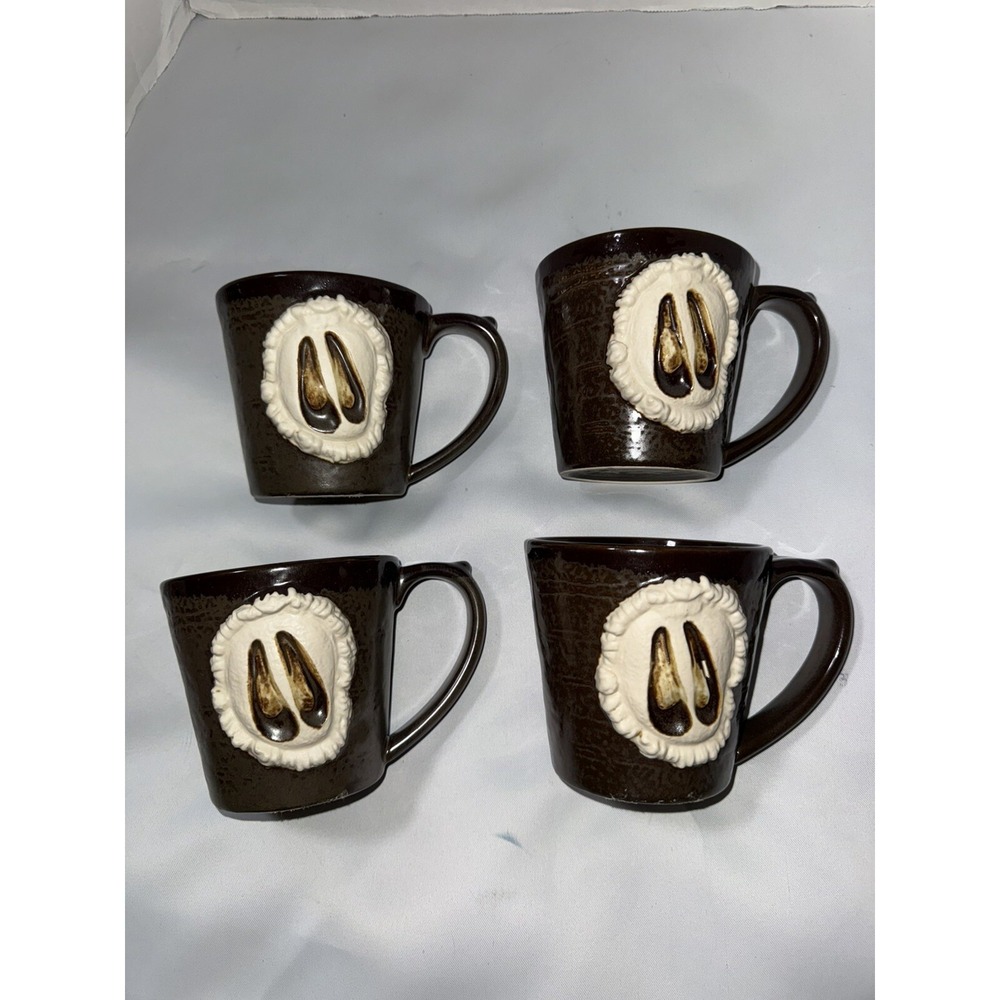 Big Sky Carvers Deer Foot‎ Hoof 3d Print Coffee Mug Set Of 4 Brown Large 4" Tall